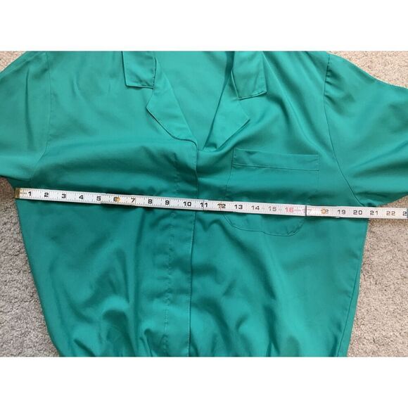 Ashleigh Morgan Green Button-up Long Sleeve Collared Pocket Blouse Size 12 - Picture 12 of 13